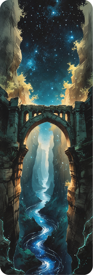 Bridge over a starry river