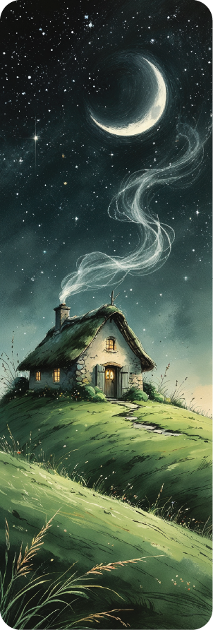 Cottage under the moon