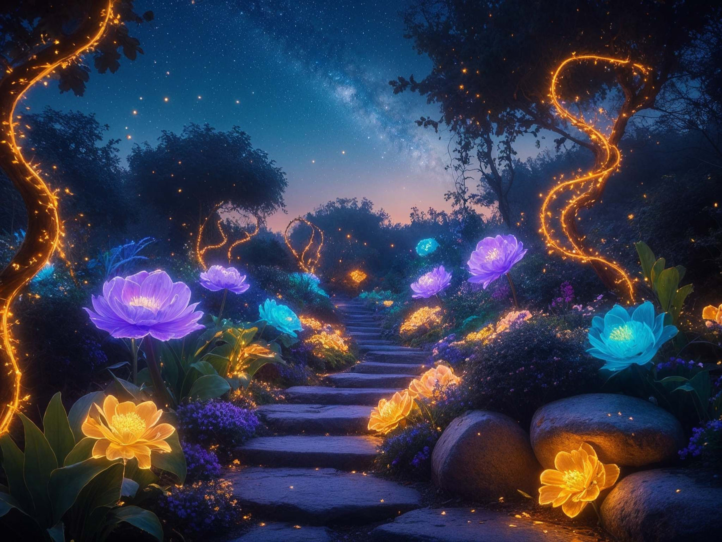 Garden at Night - Canvas Wall Art Print