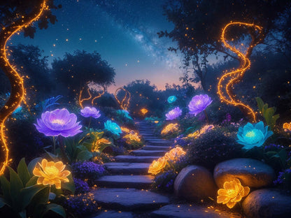 Garden at Night - Canvas Wall Art Print